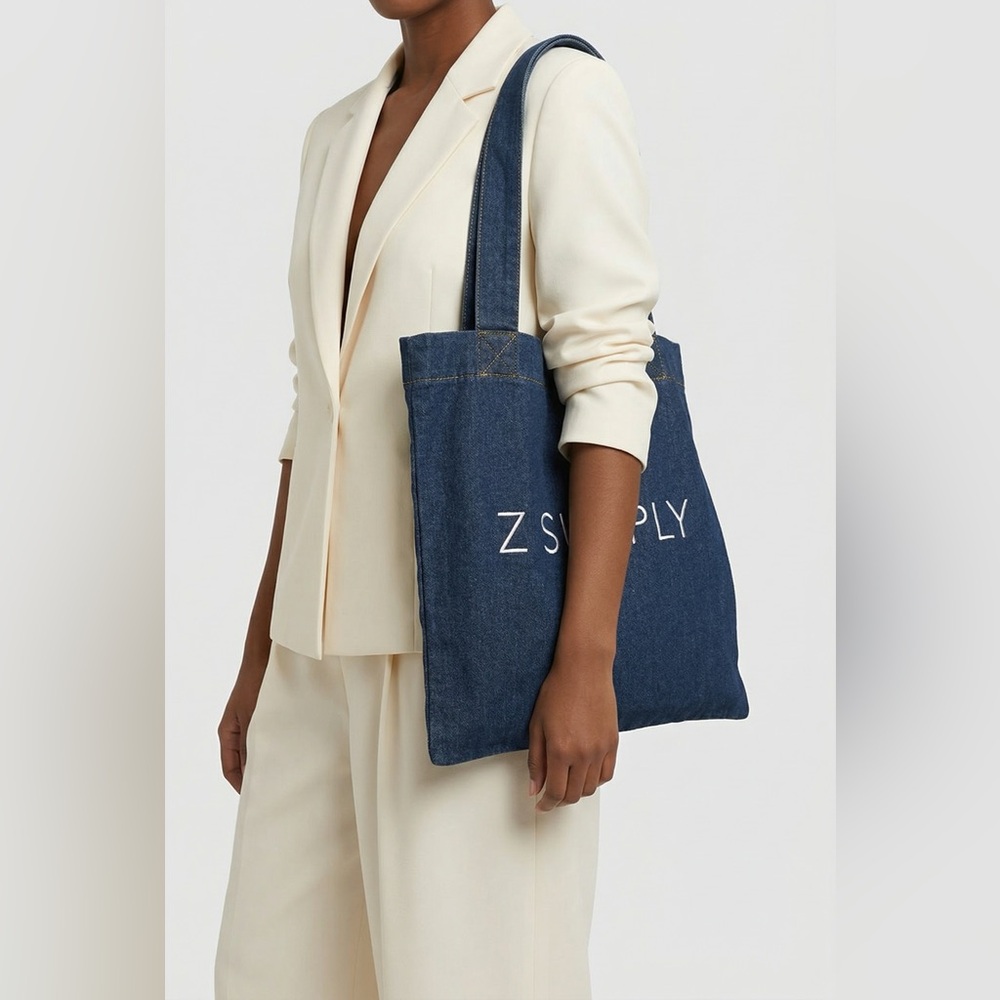 Nwt Z Supply Denim Tote Bag - Picture 2 of 5